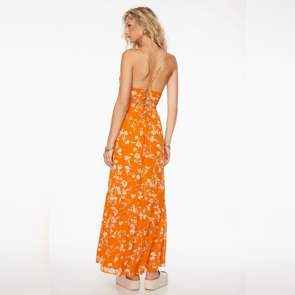 Dynamite Leah Orange Sundress Sleeveless Maxi Size Large NWOT - Picture 2 of 5